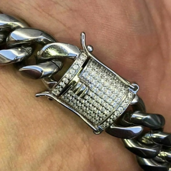 🔥Cz Diamond Miami Cubian Chain Stamp 14k Gold  Plated 5X Layered 14mm Thick 24” - Picture 7 of 8